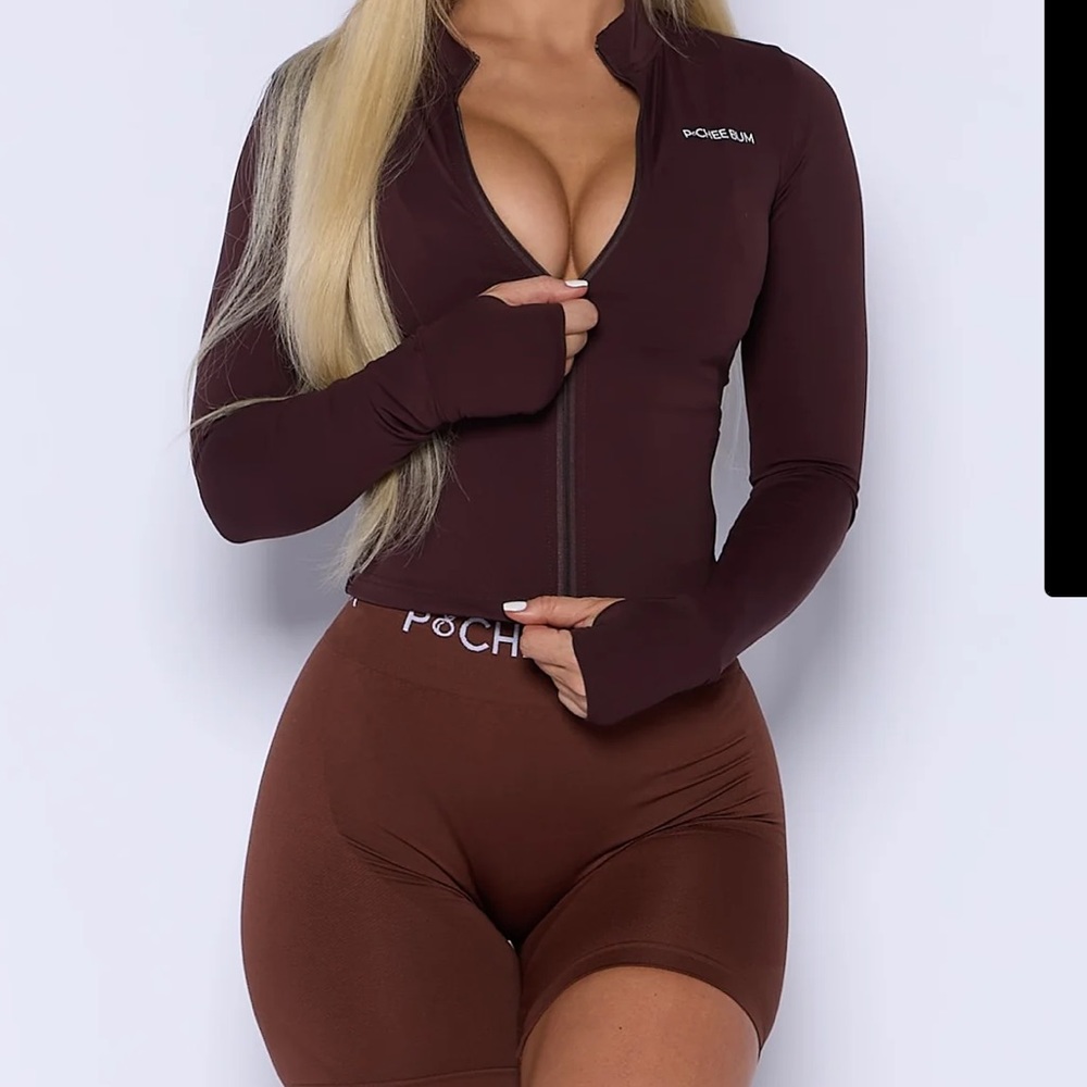 BRAND NEW PCHEEBUM chocolate zip jacket
